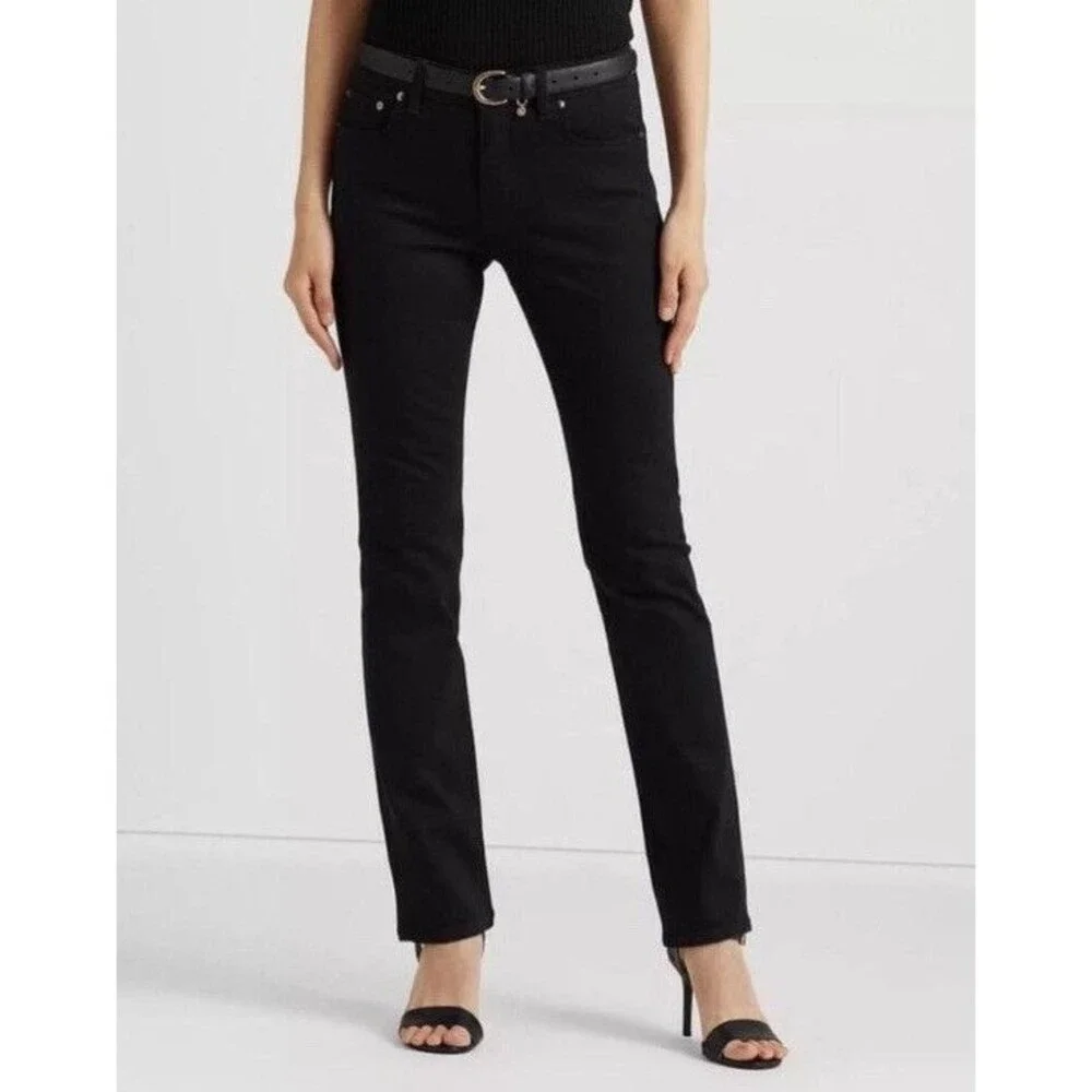 Lauren Ralph Lauren Mid Rise Classic Straight Jeans‎ Black Womens 18W - Picture 2 of 8